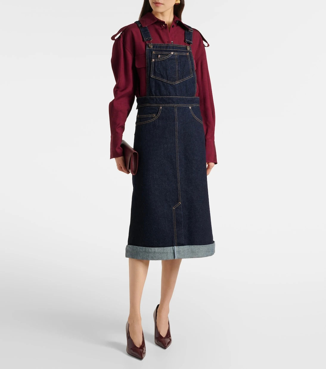 Victoria Beckham - Convertible denim midi skirt