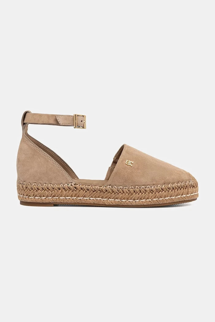 Tommy Hilfiger platform espadril kadın süet ayakkabı TH PLATFORM ESPAD SUEDE STRAP