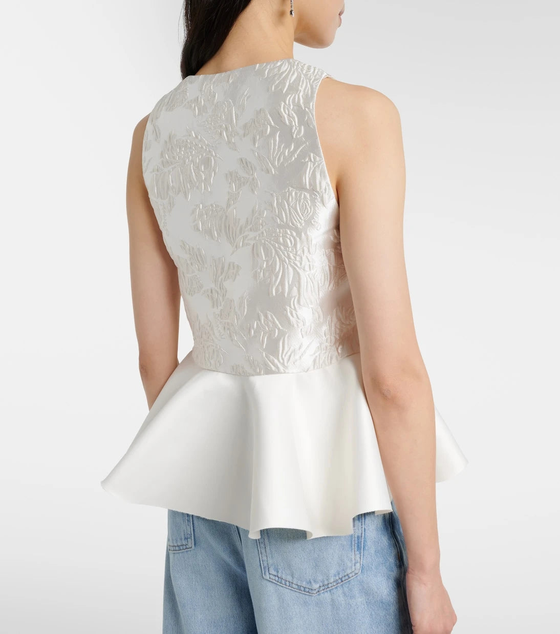 Ganni - Peplum satin cloqué top