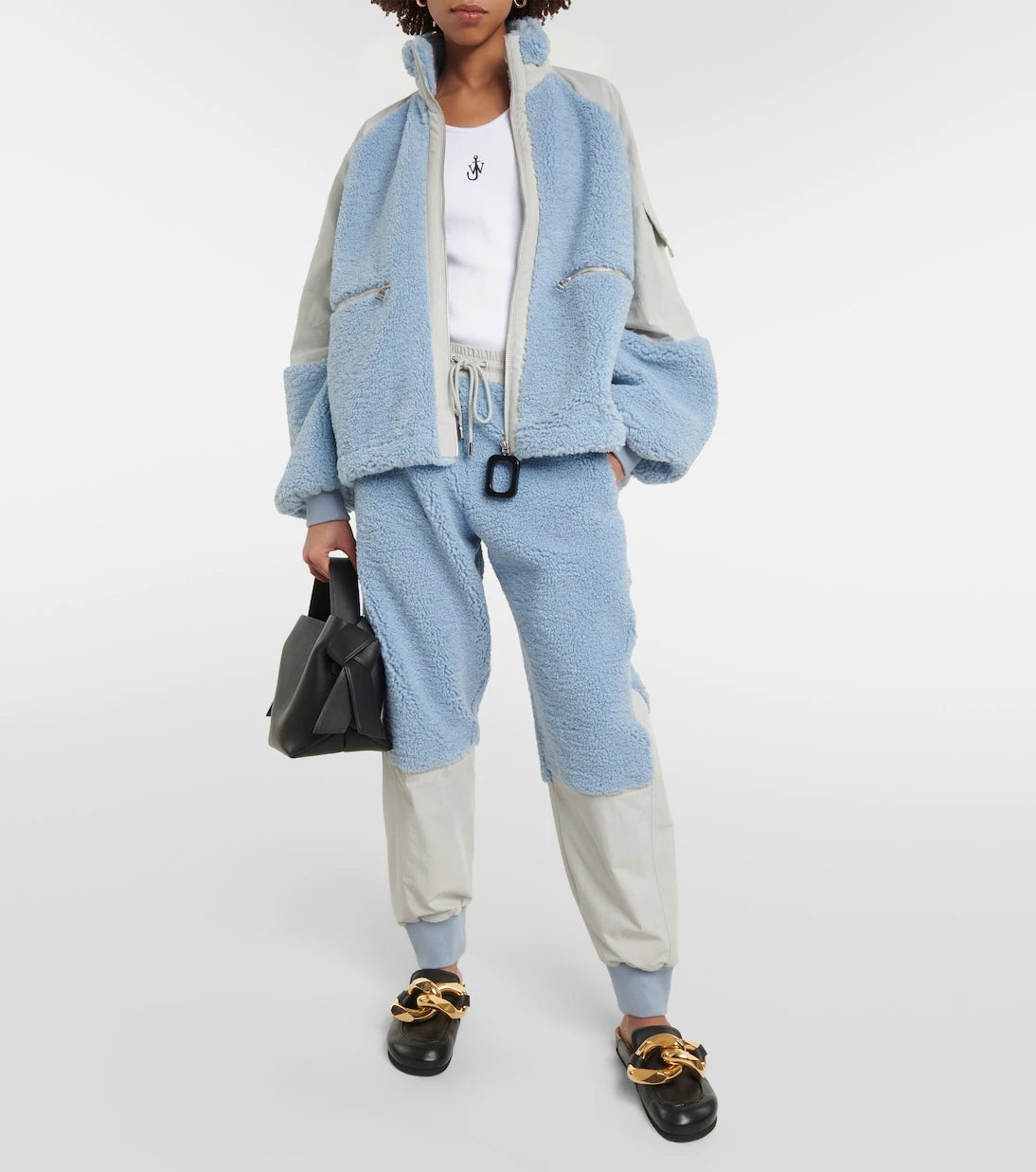 JW Anderson - Paneled faux shearling sweatpants