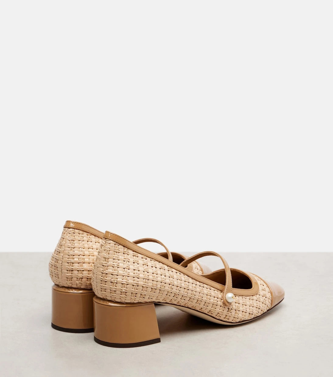 Jimmy Choo - Elisa 45 raffia-effect Mary Jane pumps