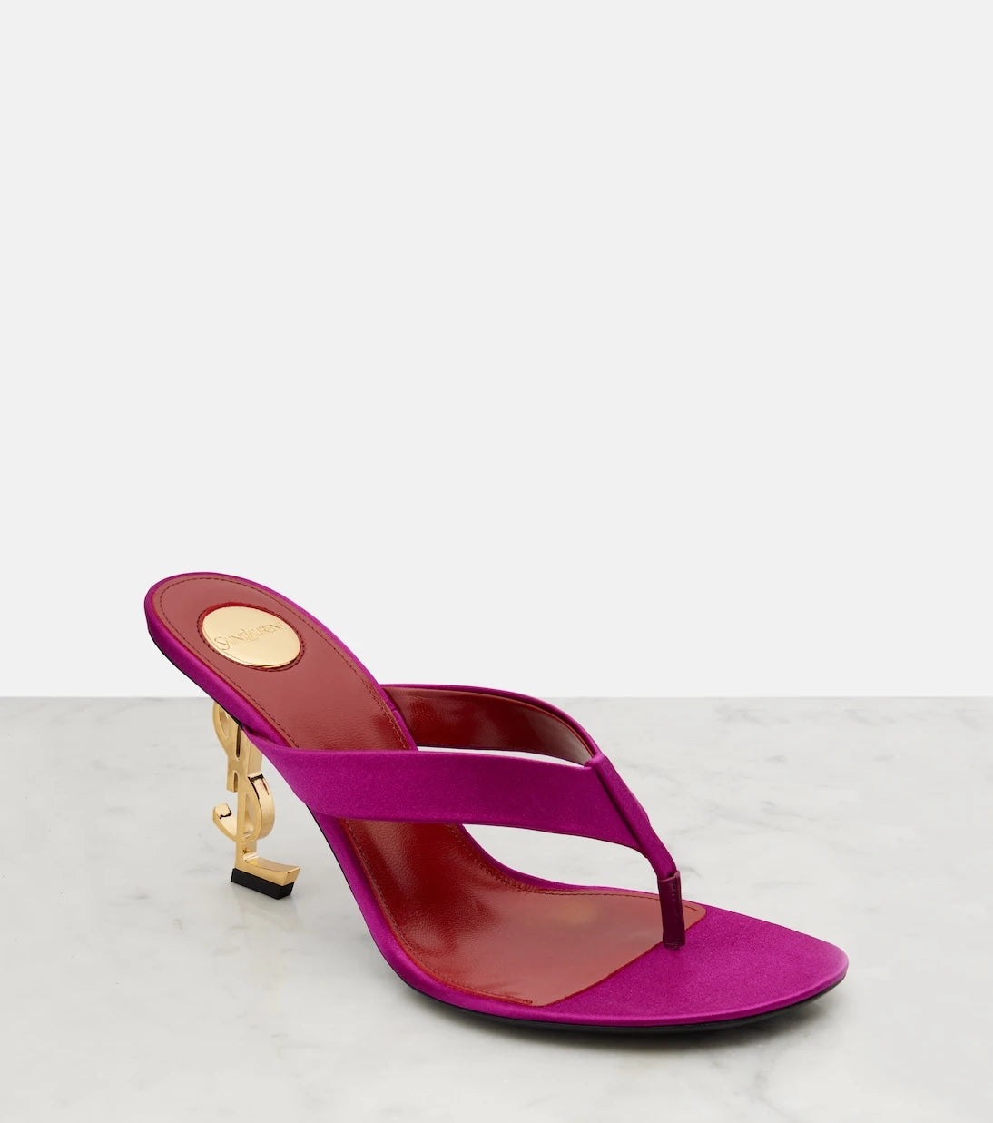 Saint Laurent - Opyum crêpe satin thong sandals