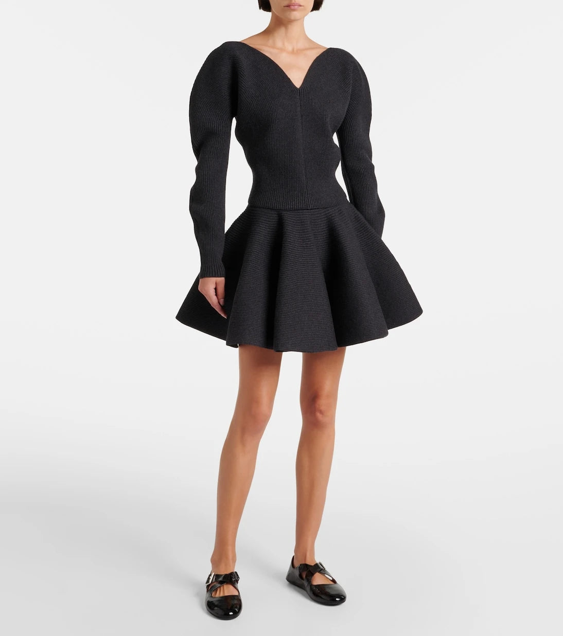Alaïa - تنورة قصيرة من مزيج الصوف