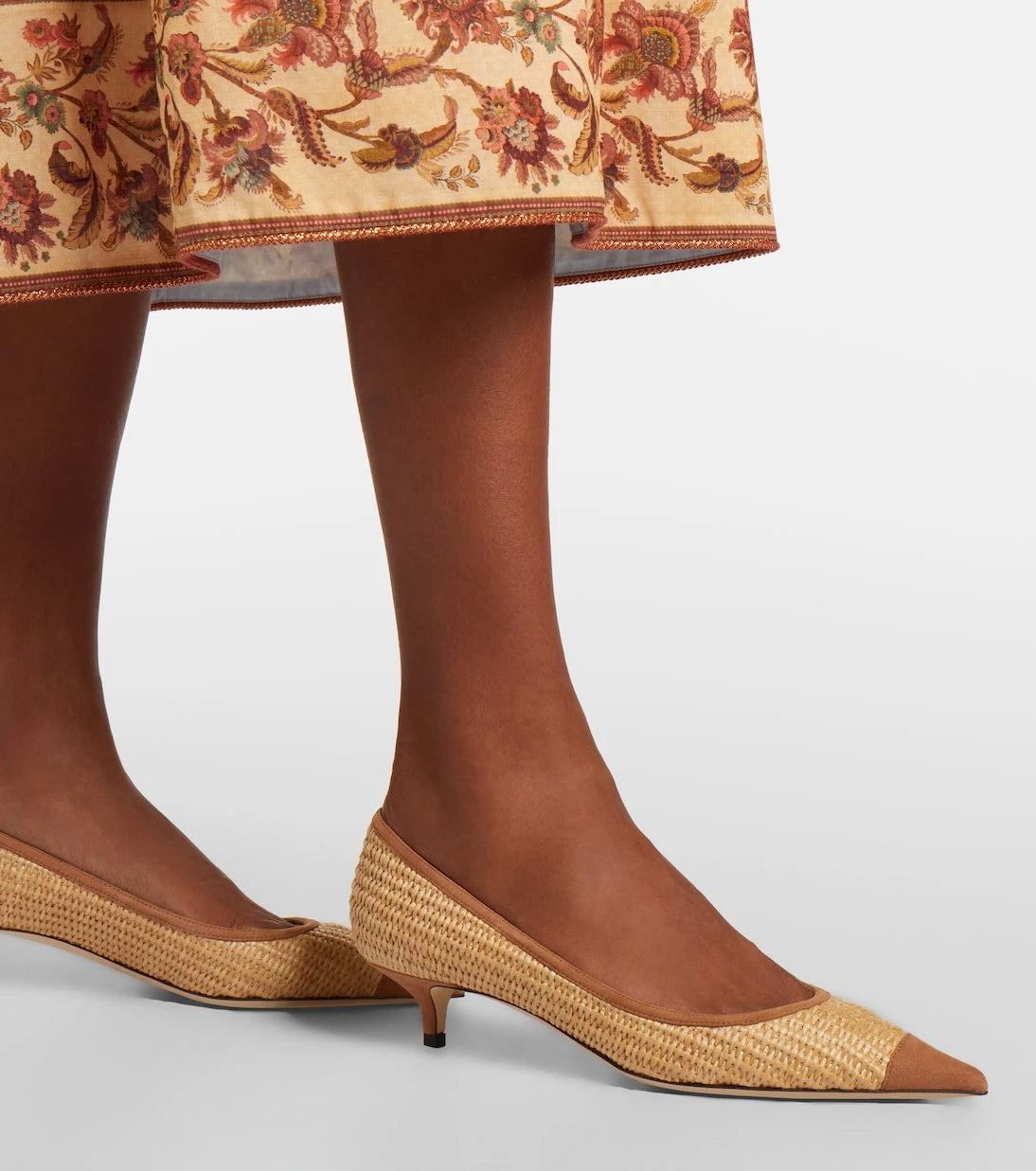 Jimmy Choo - Amelia suede-trimmed raffia pumps