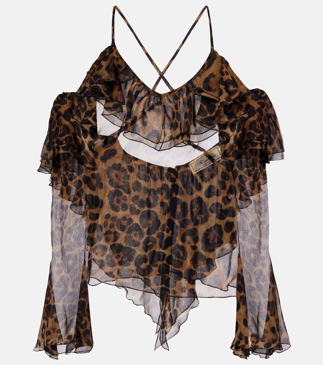Blumarine - Leopard-print draped silk top