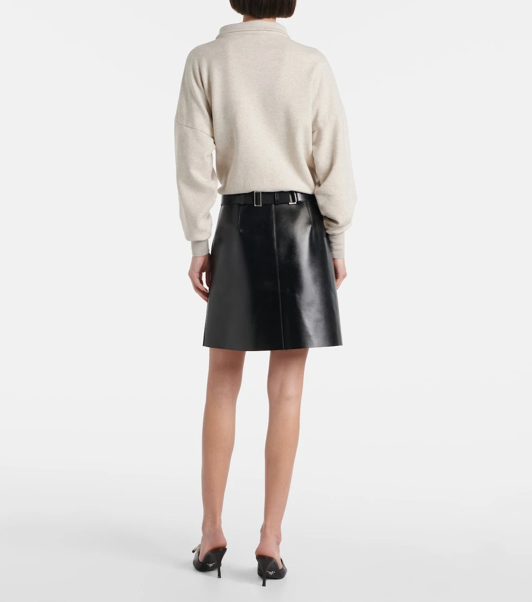 Prada - Belted leather mini skirt