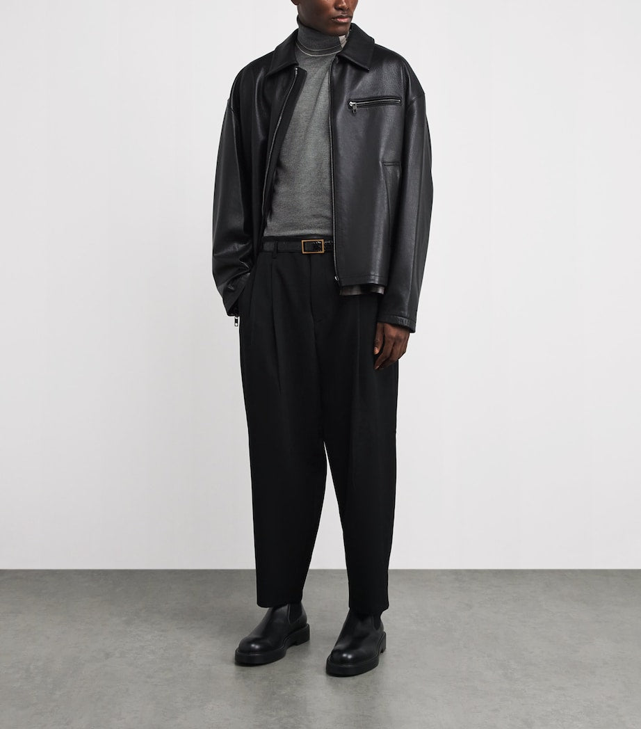 Emporio Armani Blue Virgin Wool Stripe Rollneck Sweater