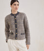 Brunello Cucinelli White Mohair, Virgin Wool and Cashmere Jacquard Cardigan