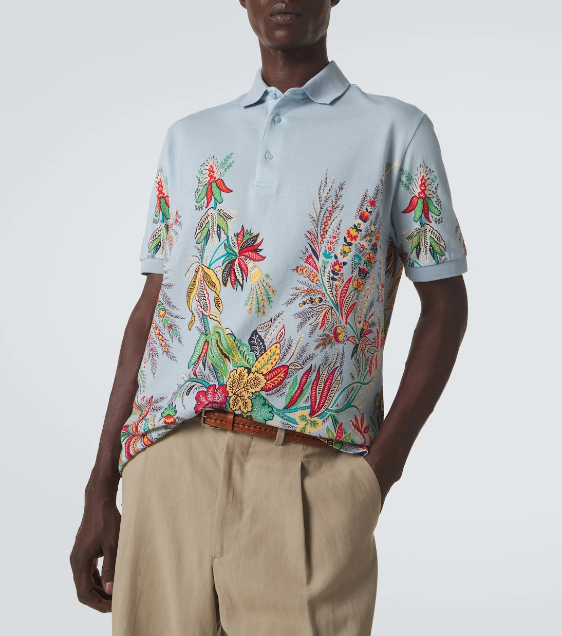Etro - Printed cotton piqué polo shirt