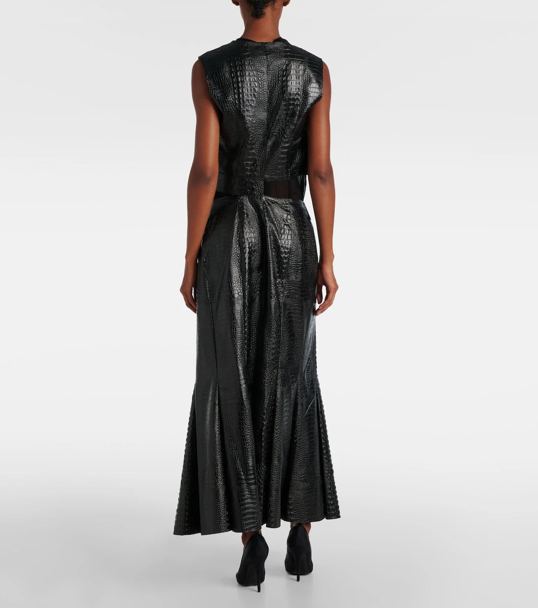 Junya Watanabe - Snake-effect faux leather midi dress