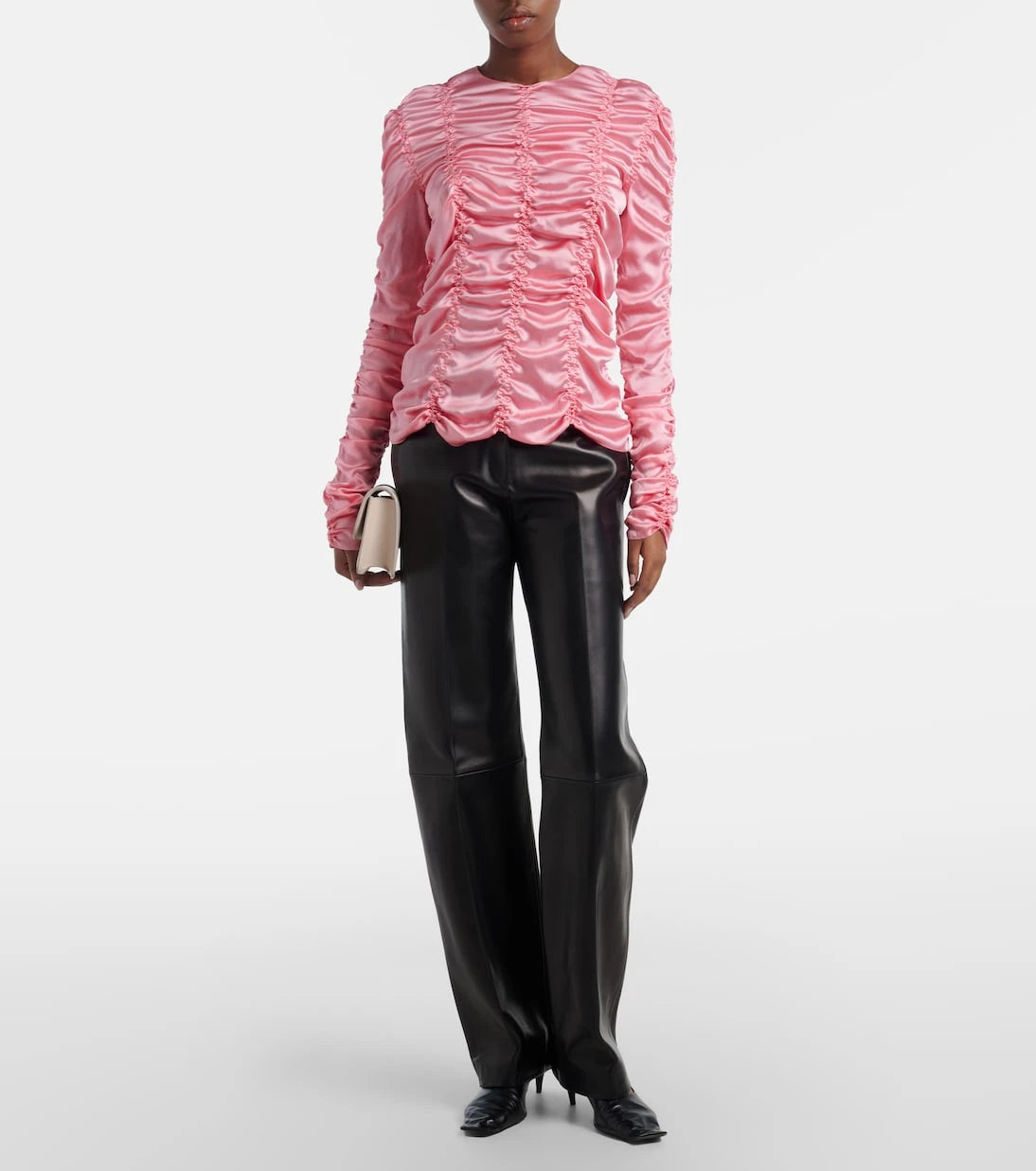 Khaite - Rory ruched silk charmeuse top