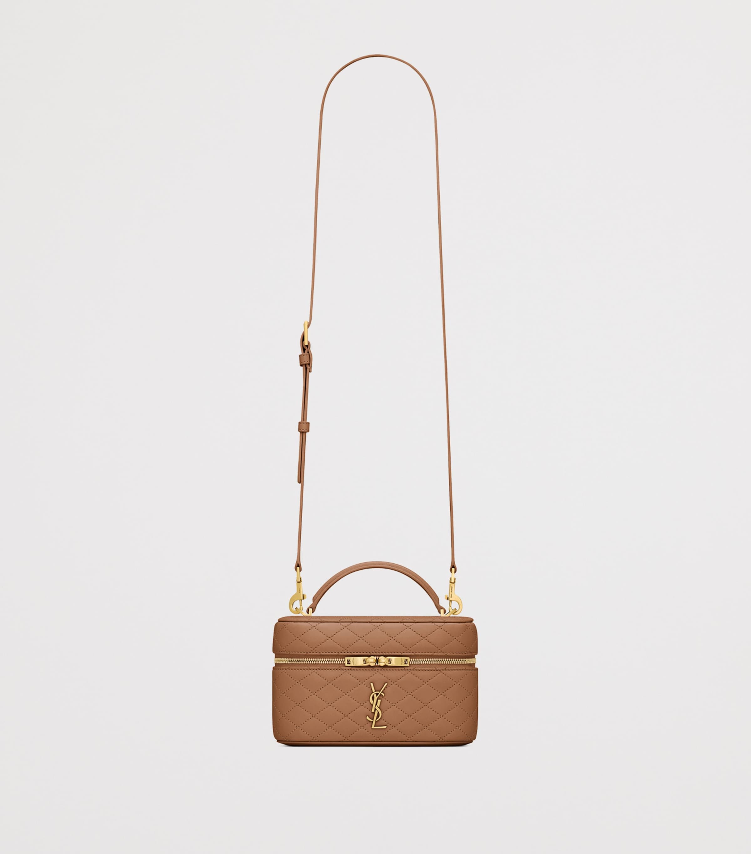 Saint Laurent Brown Lambskin Gaby Vanity Bag