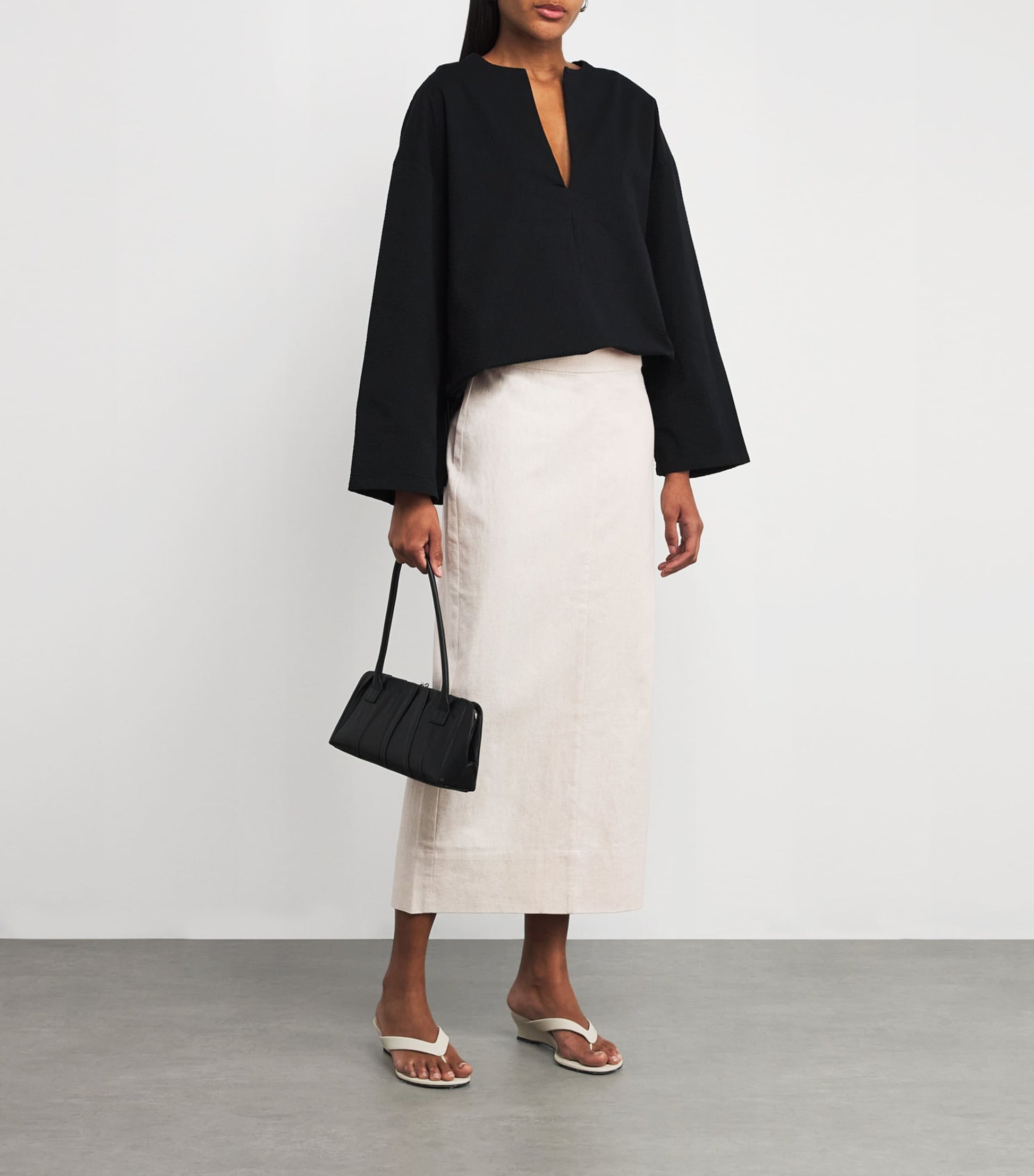 Stylein Ivory Linen-Blend Saronno Maxi Skirt