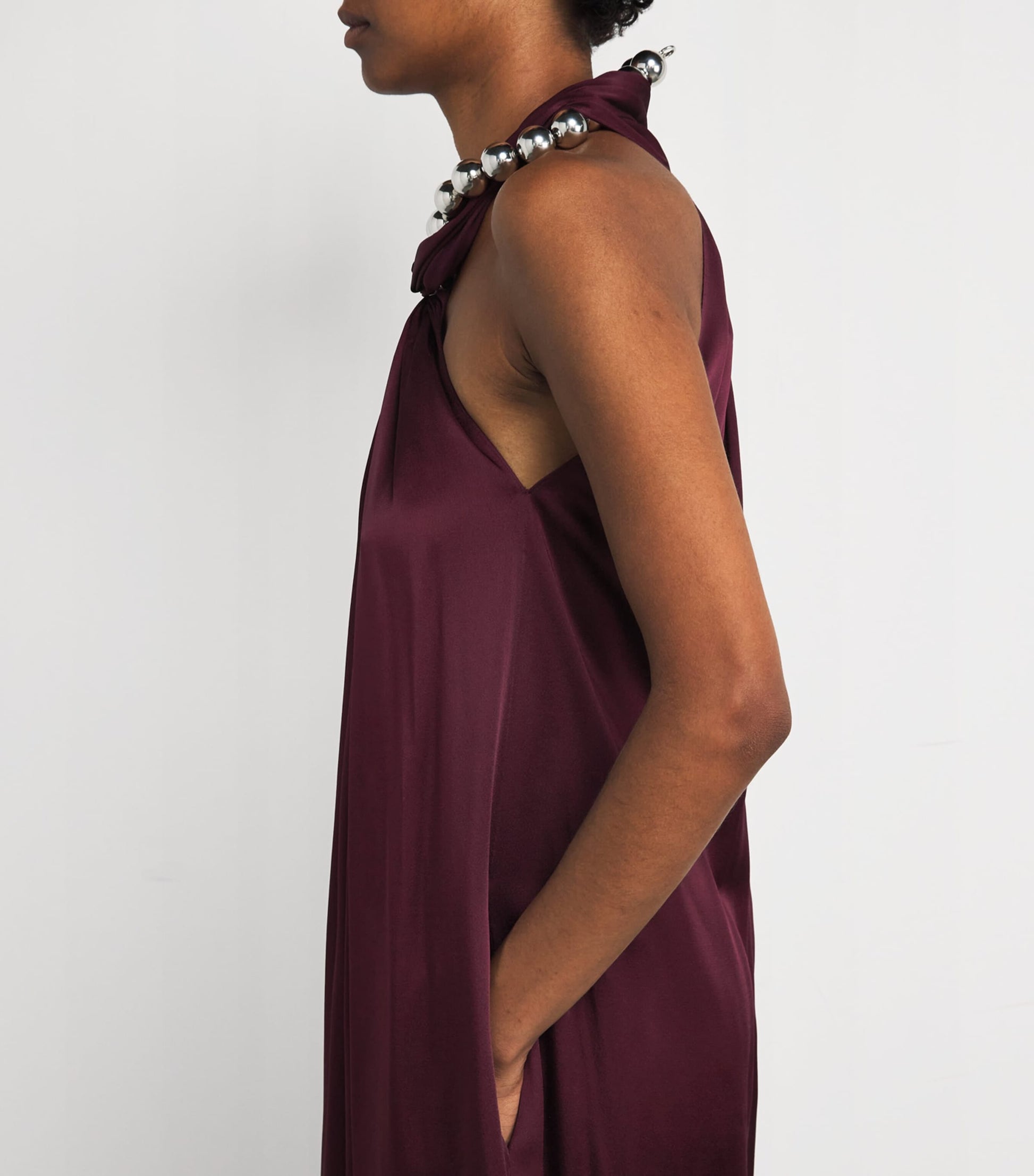 Stella McCartney Burgundy Satin Halterneck Gown