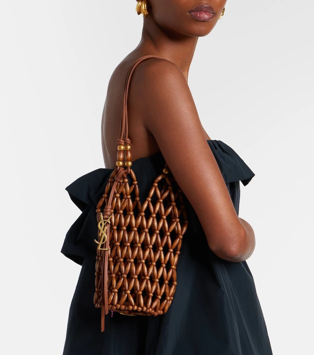 Saint Laurent - Cassandre Mini wood bucket bag