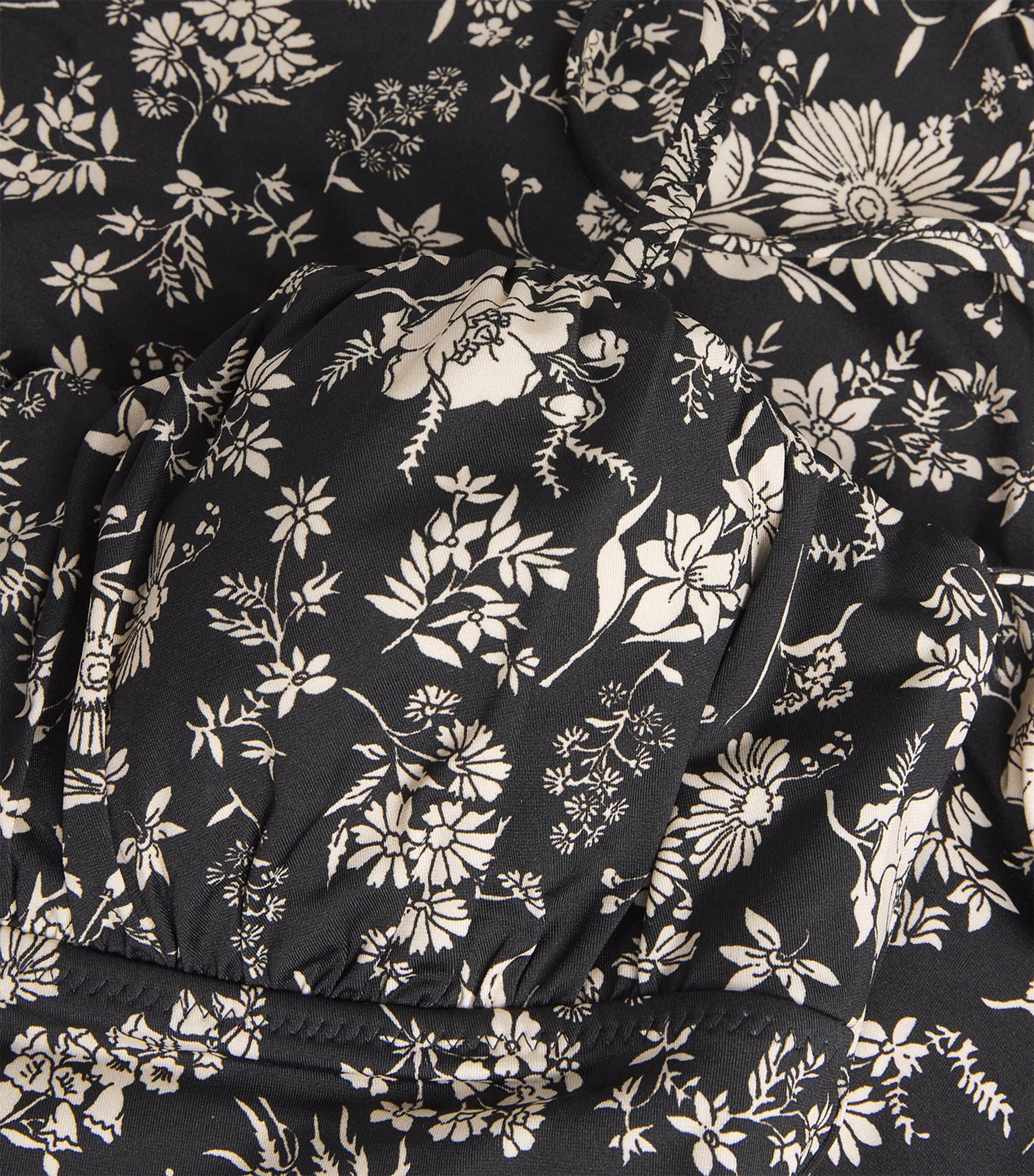 Ulla Johnson Black Ruched Floral Dalila Swimsuit