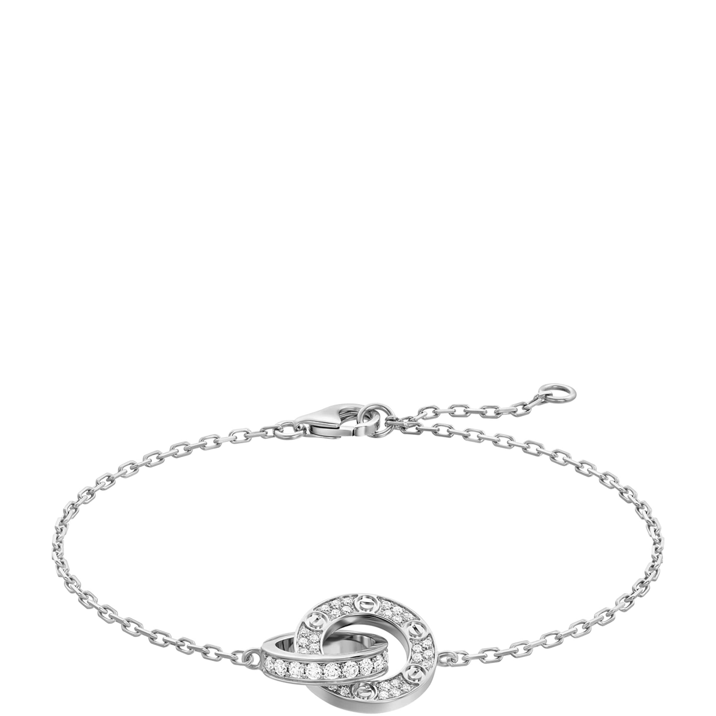 White Gold and Diamond LOVE Chain Bracelet