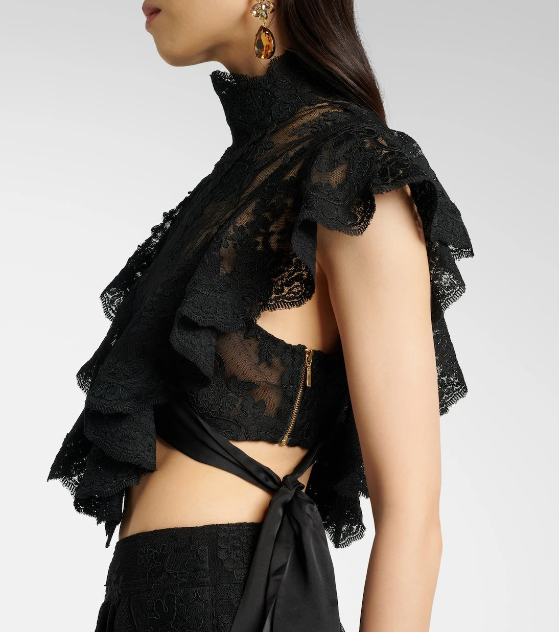 Zimmermann - Luna fırfırlı dantel crop top