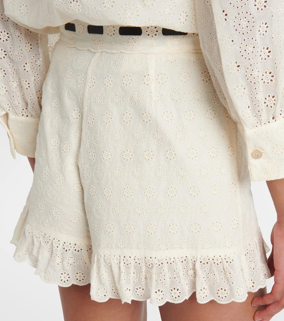 Valentino - Floral ruffled cotton shorts
