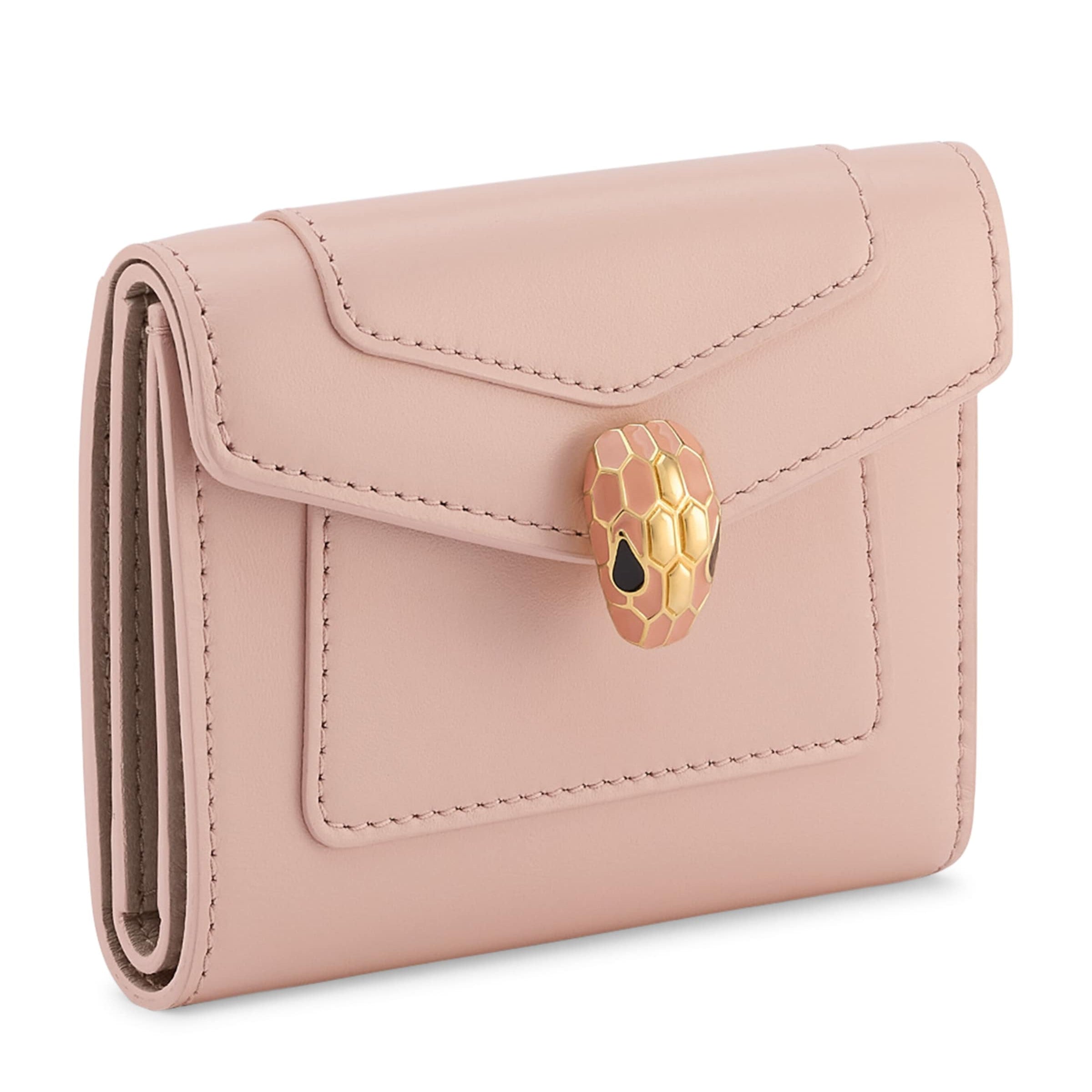 Bvlgari Pink Leather Serpenti Forever Compact Wallet