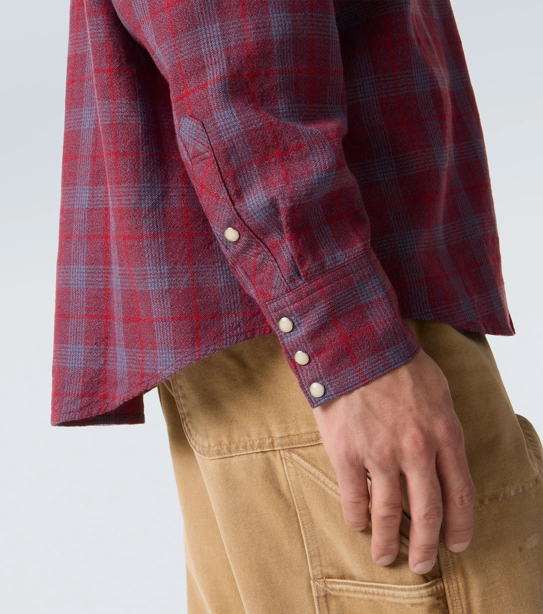Visvim - قميص فور كورنرز من الصوف والكتان بنقشة مربعات