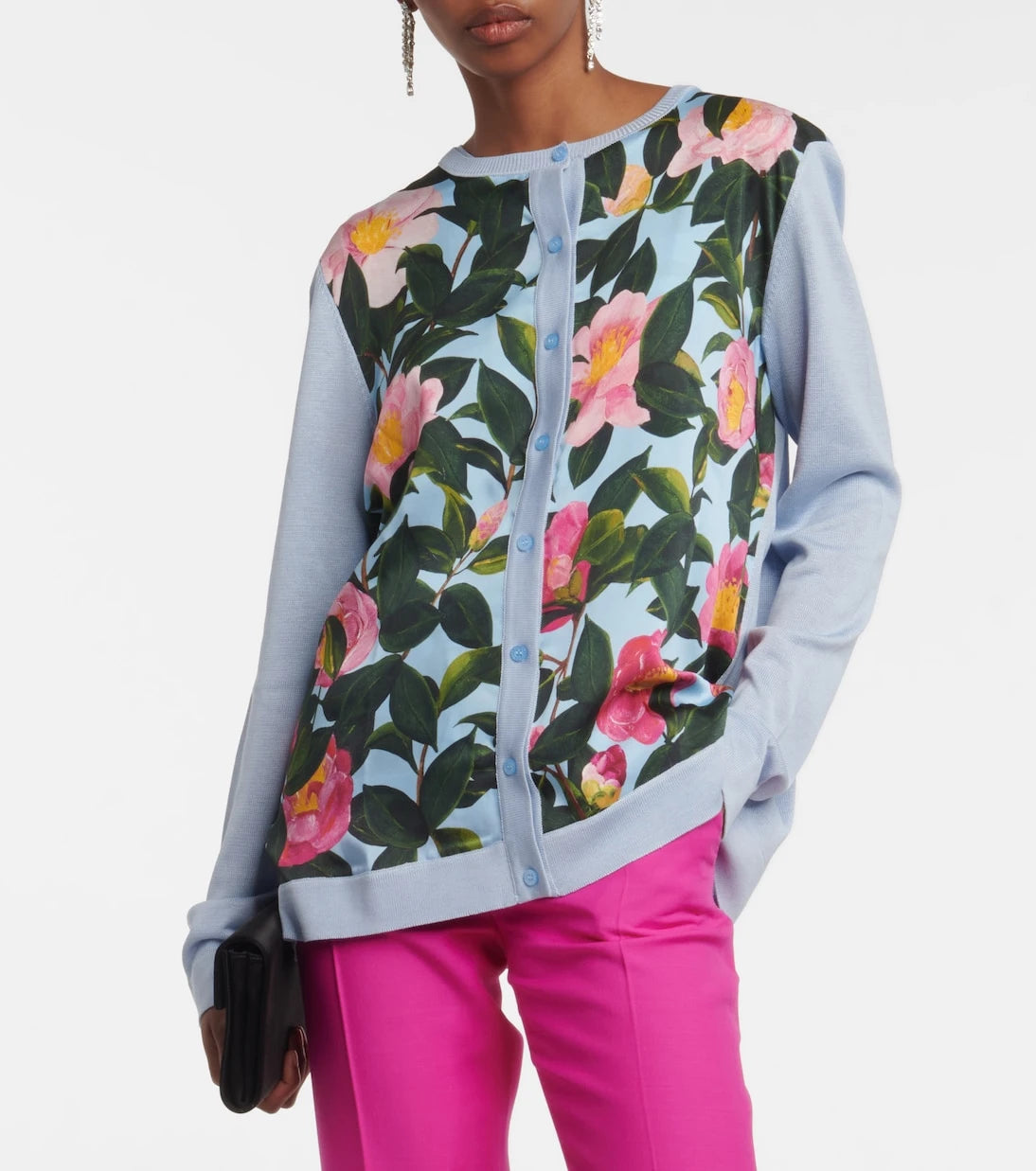 Oscar de la Renta - Printed silk-trimmed cardigan