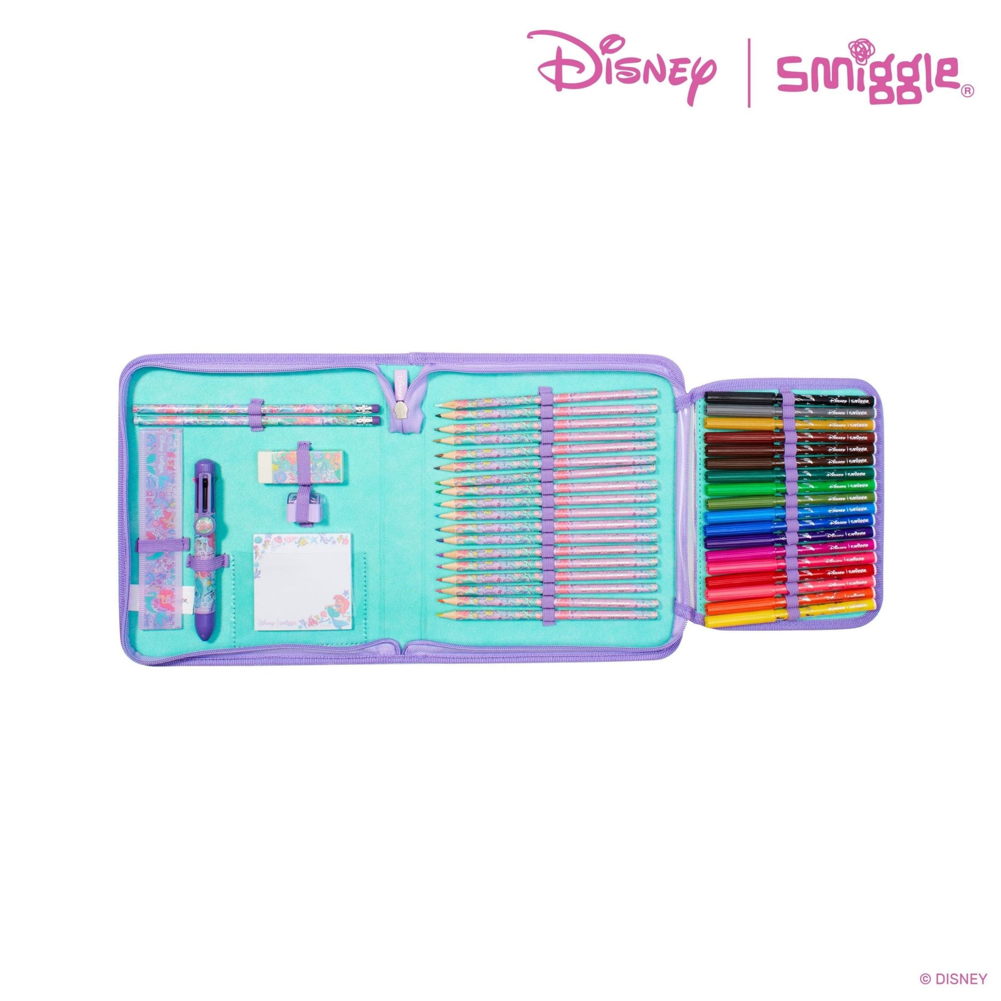Smiggle - Disney Princess Pencil Case and Crayons Stationery Set Kit
