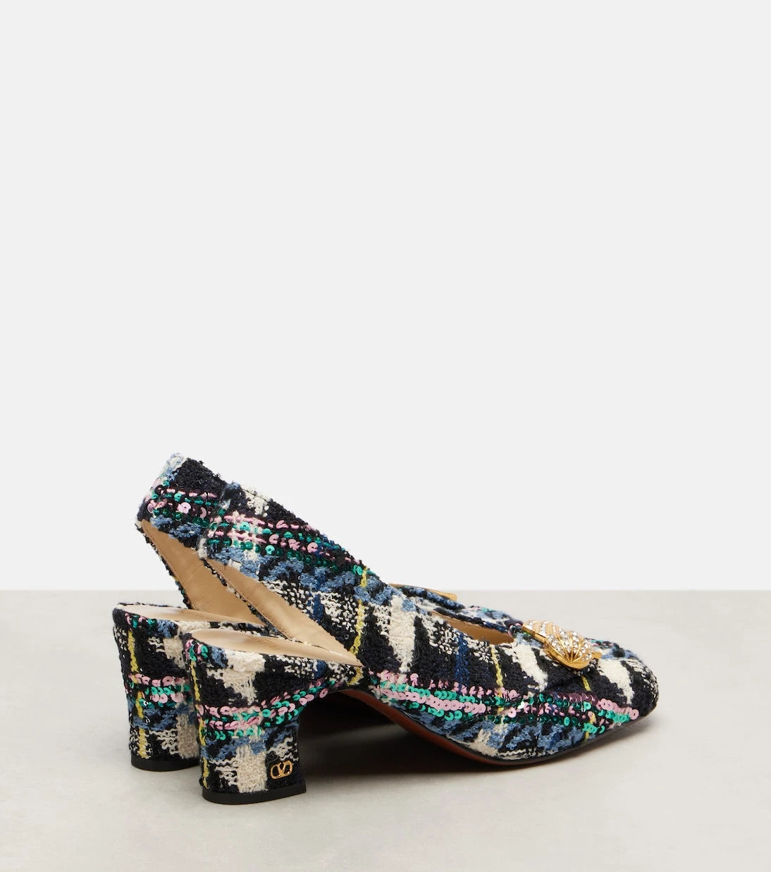 Valentino Garavani - Adamantine 60 tweed slingback pumps