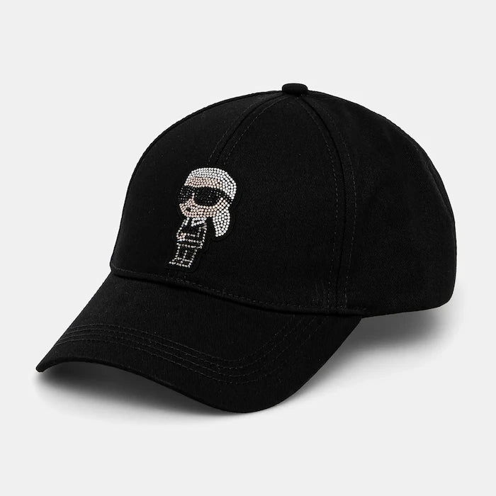Памучна шапка с козирка Karl Lagerfeld IKON RHINESTONES