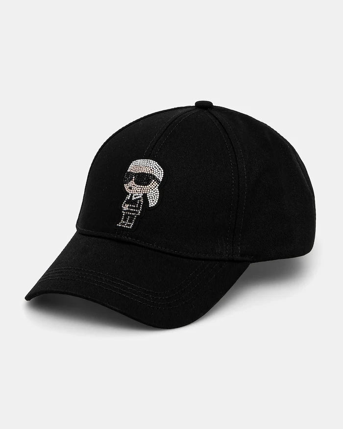 Памучна шапка с козирка Karl Lagerfeld IKON RHINESTONES