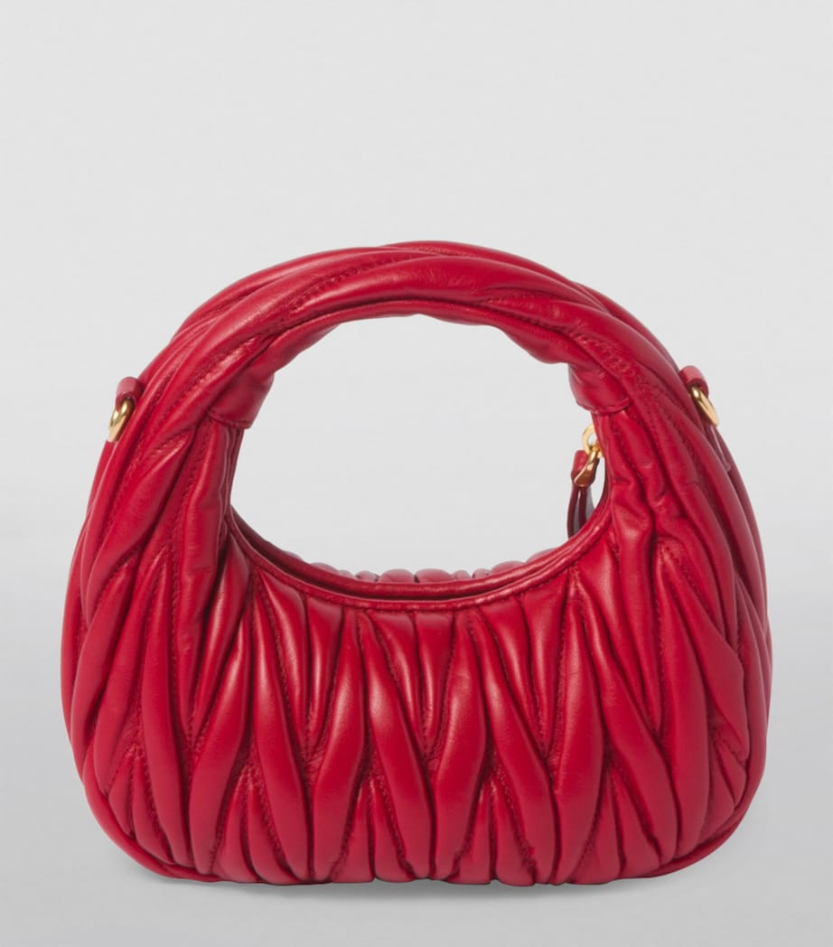 Red Mini Leather Matelassé Wander Top-Handle Bag