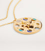 Yellow Gold, White Diamond, Lapis and Turquoise Moon Phase Necklace