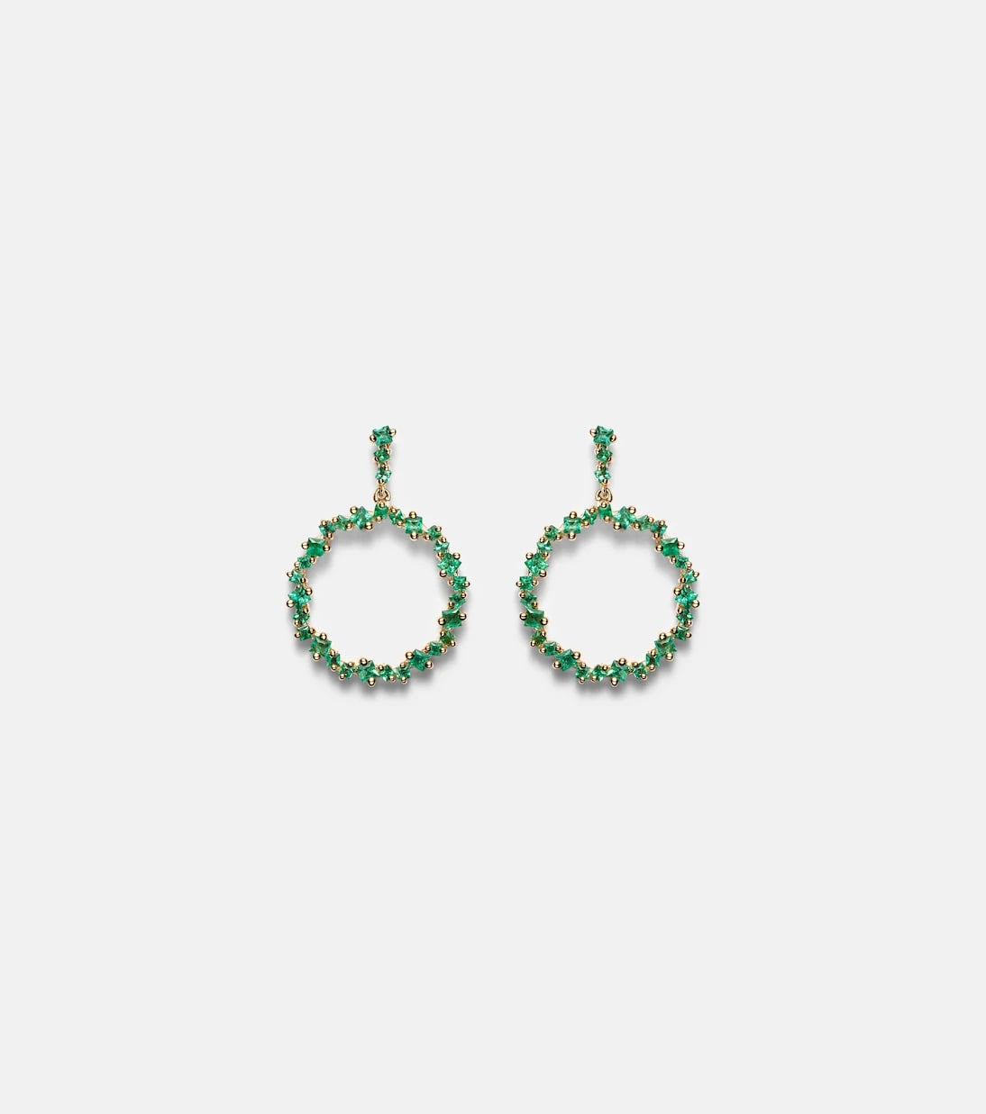 Suzanne Kalan - 18kt gold drop earrings with emeralds