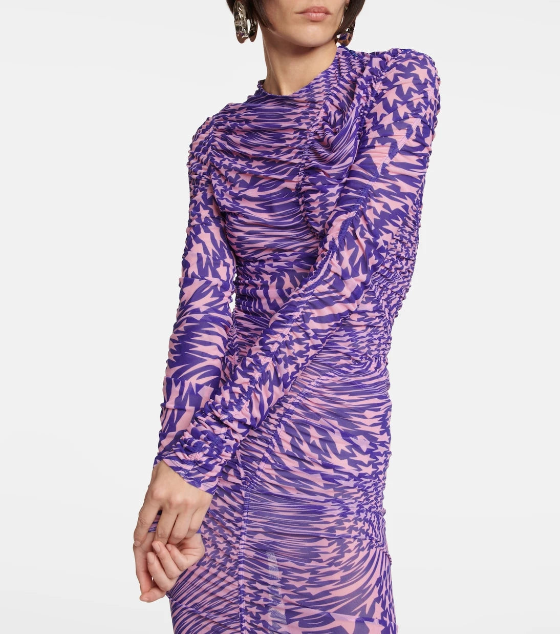 Mugler - Ruched mesh midi dress