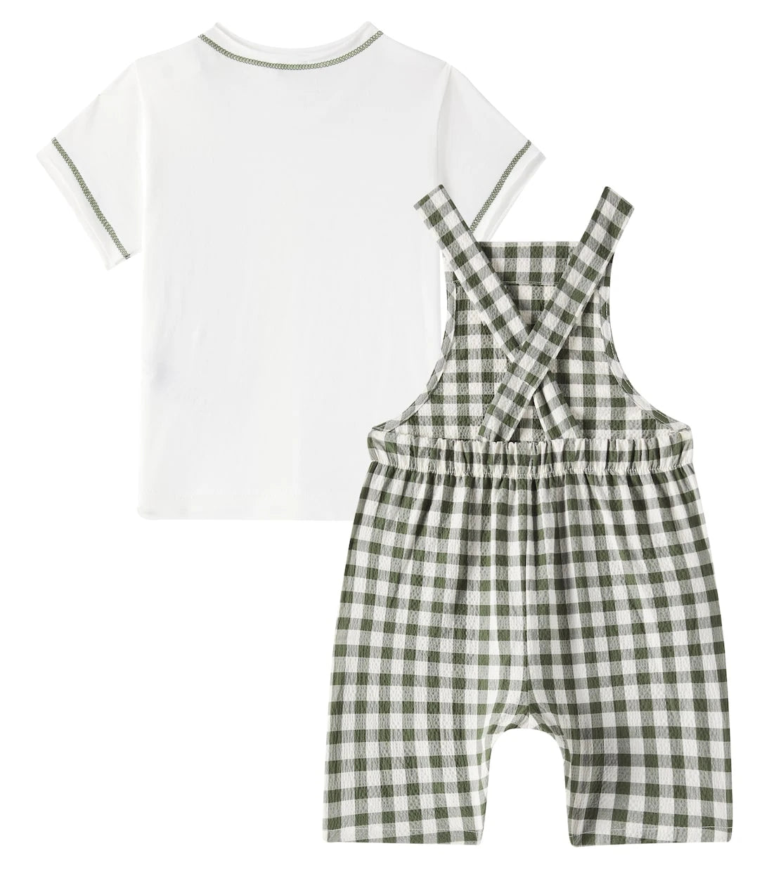Il Gufo - Baby checked overalls and T-shirt set
