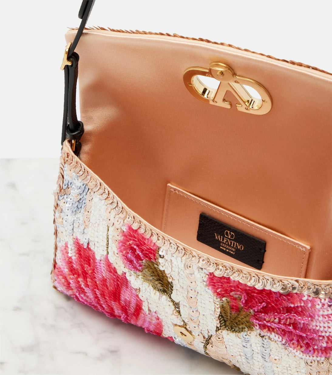 Valentino Garavani - DeVain Small floral sequined shoulder bag