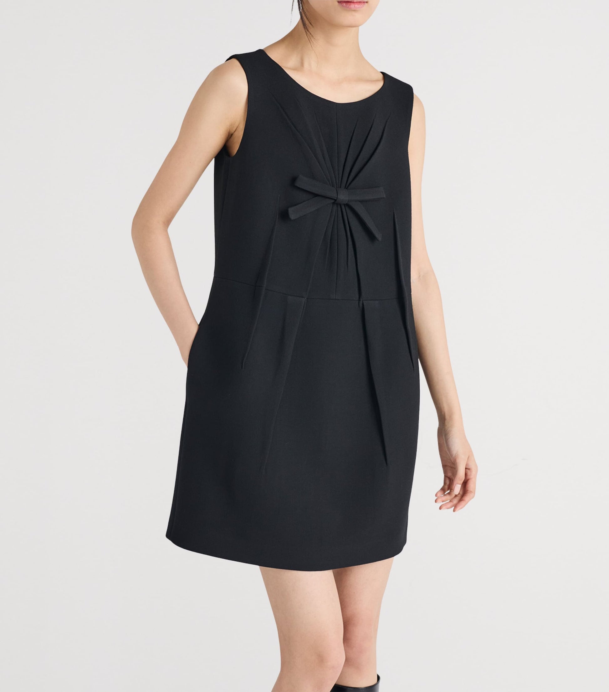 Prada Black Wool Natté Sleeveless Mini Dress