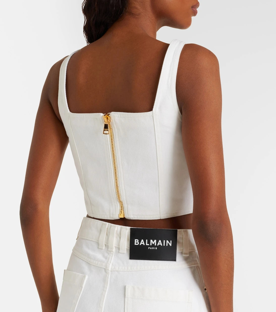 Balmain - Denim crop top