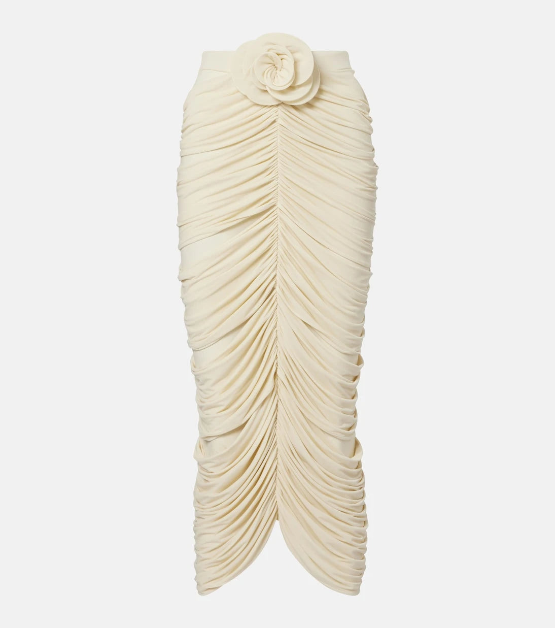 Magda Butrym - Floral-appliqué ruched midi skirt