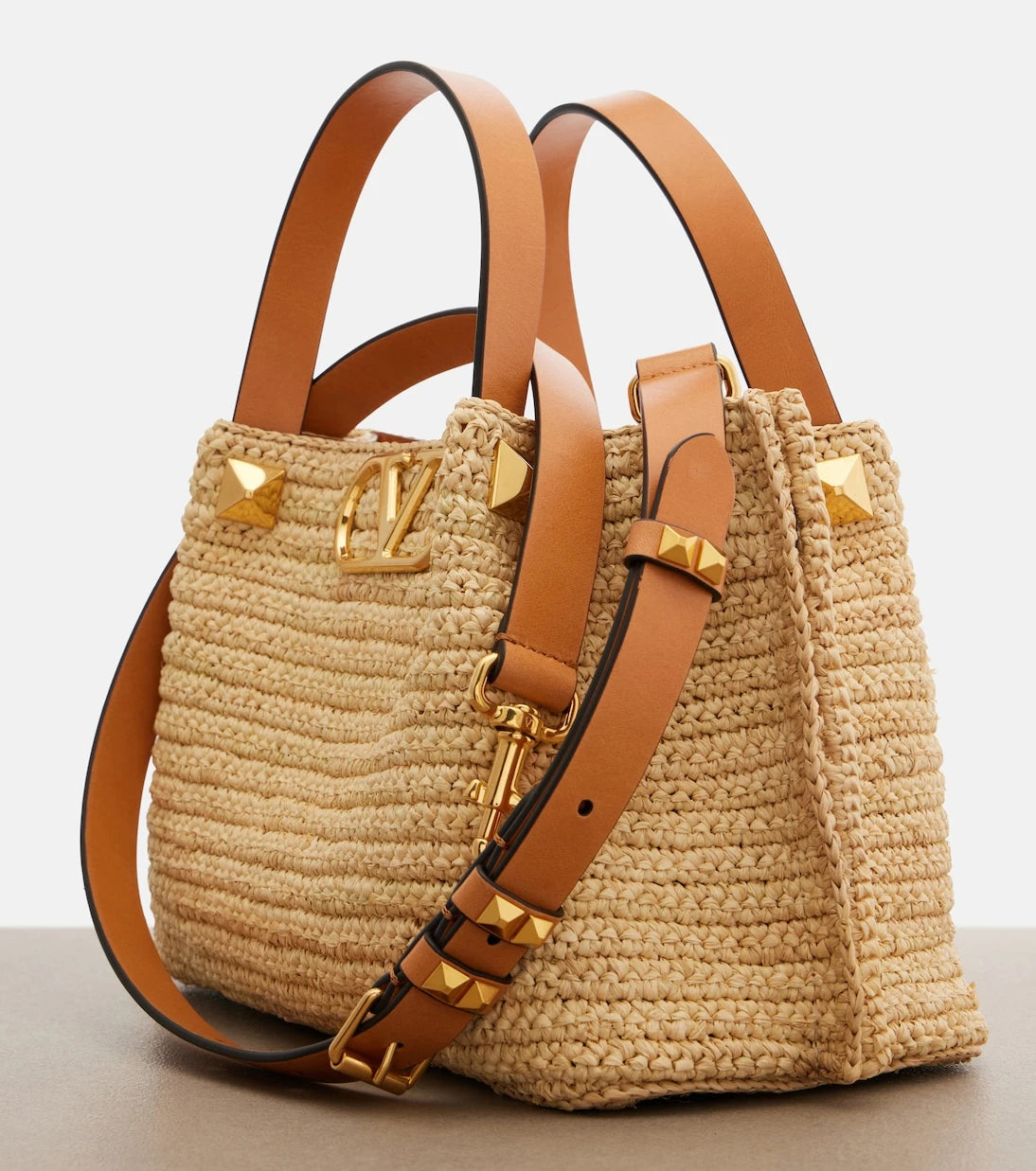 Valentino Garavani - VLogo Small raffia tote bag
