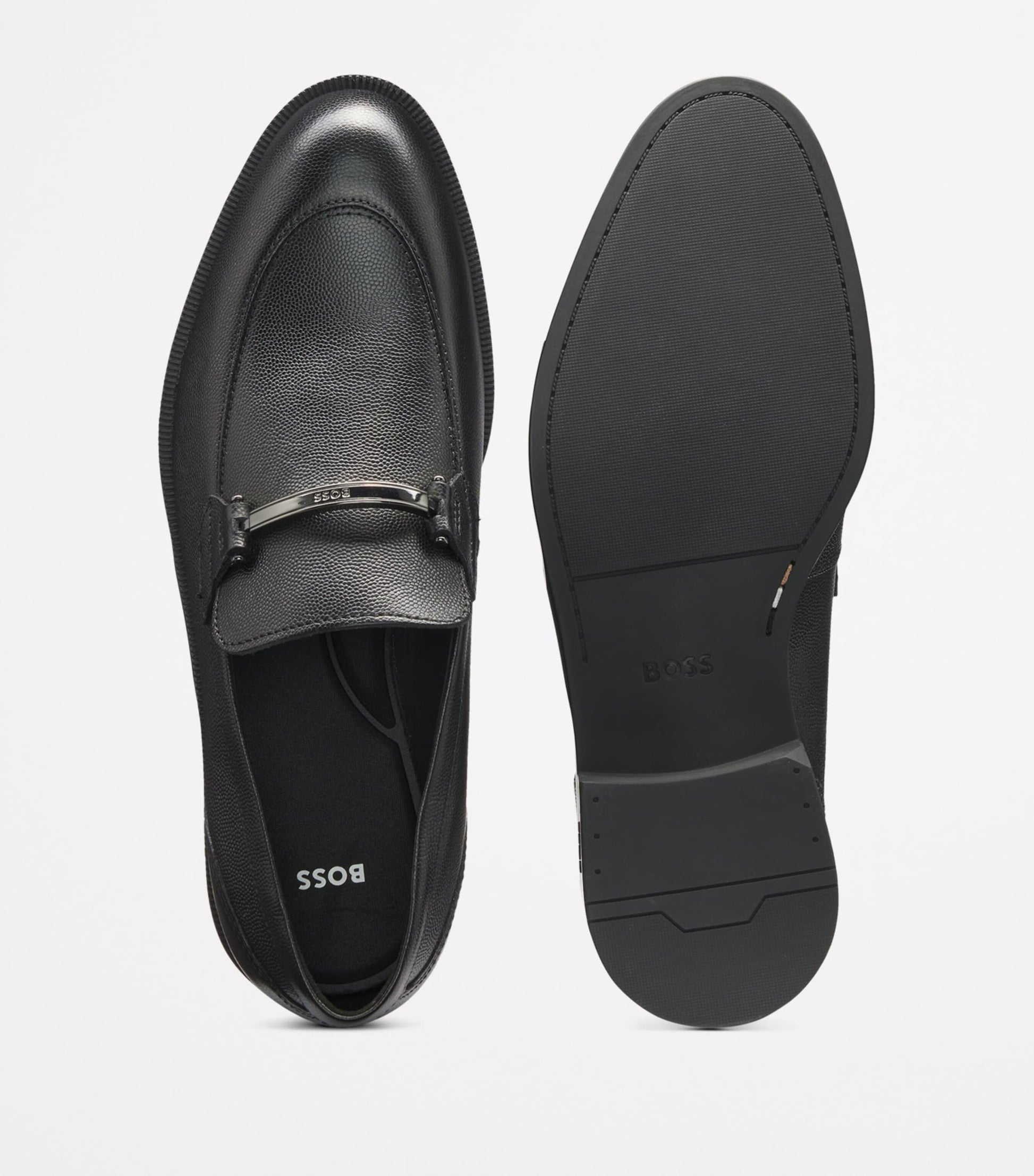 BOSS Leather Logo Hardware Loafers