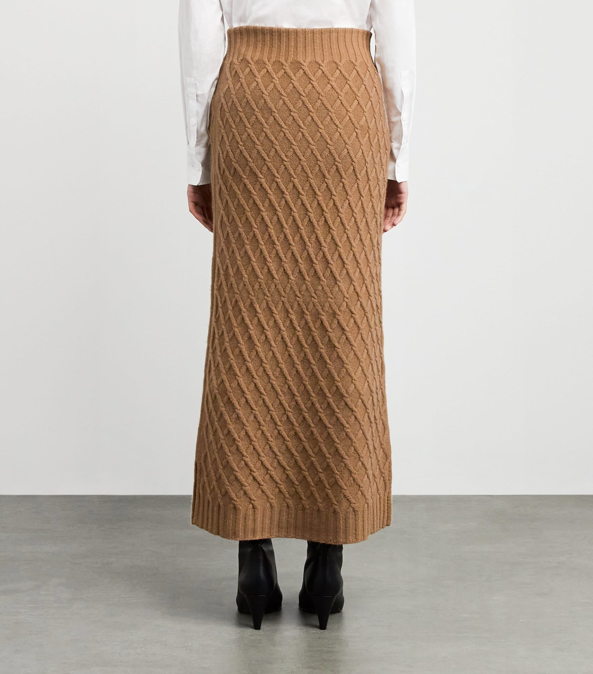 Beige Camel Knit Maxi Skirt