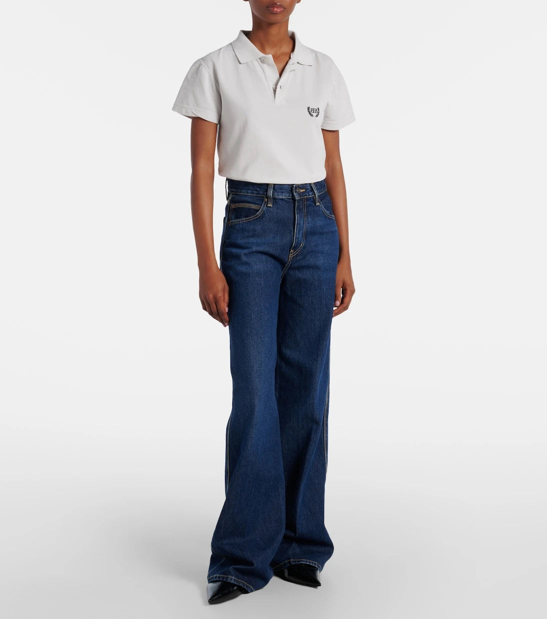 Frame - The Cuffed Wide high-rise wide-leg jeans