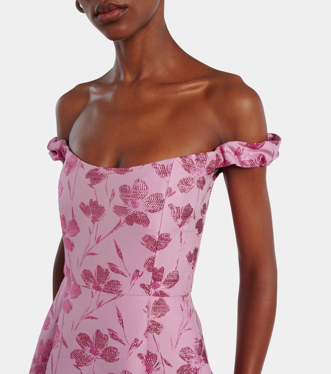 Markarian - Yolanda floral off-shoulder brocade gown