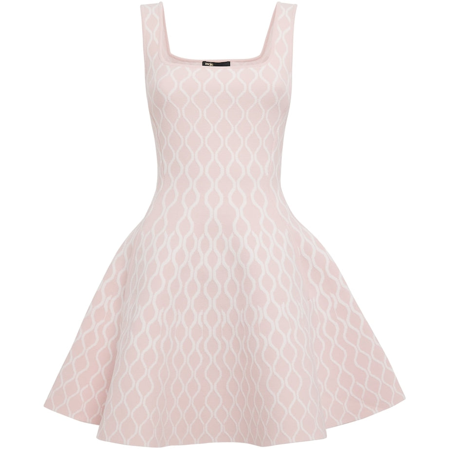 Pink Jacquard-Knit Mini Dress