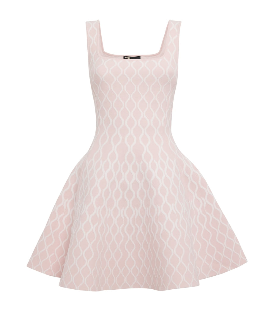 Pink Jacquard-Knit Mini Dress
