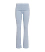 Skims Blue Stretch-Cotton Fold-Over Leggings