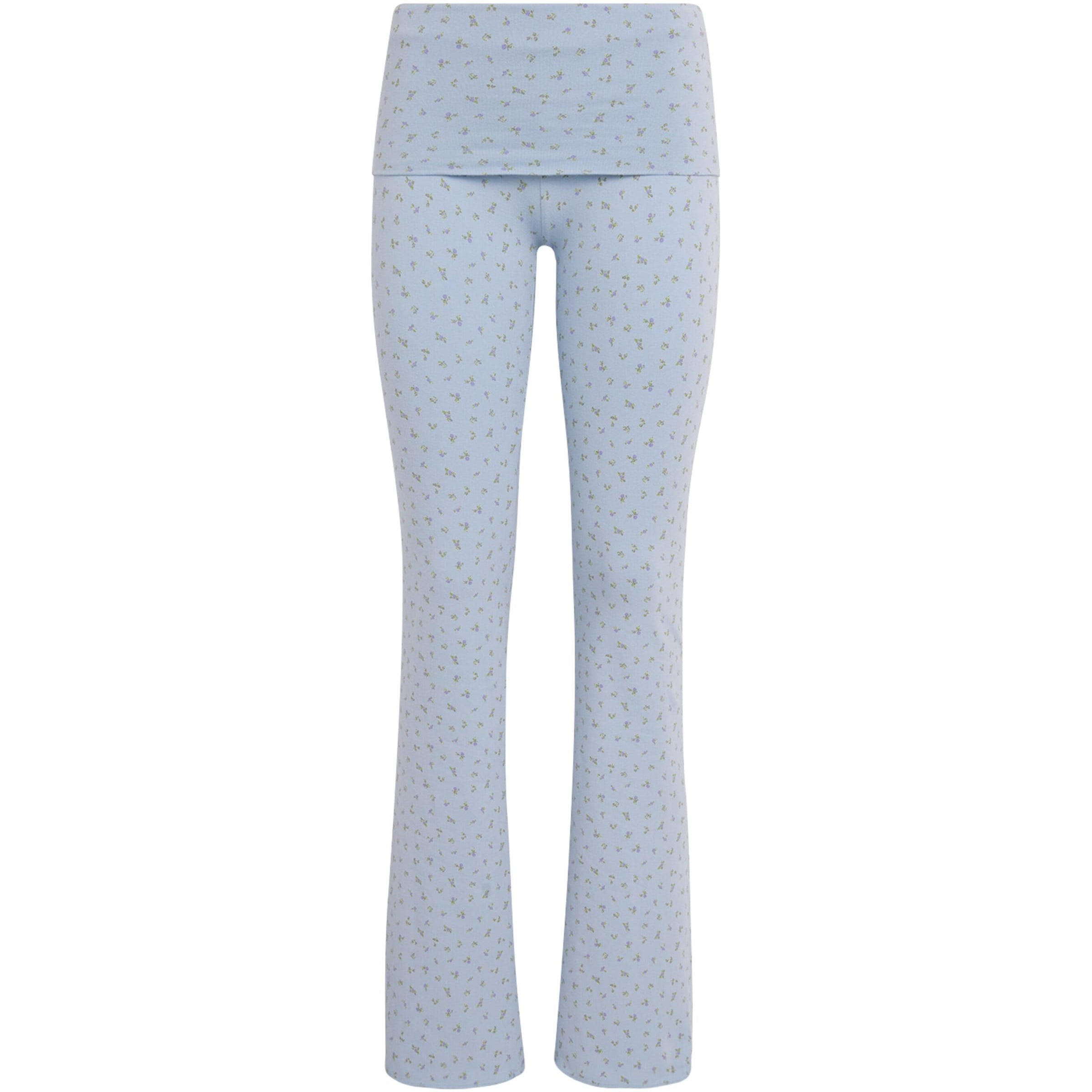 Skims Blue Stretch-Cotton Fold-Over Leggings