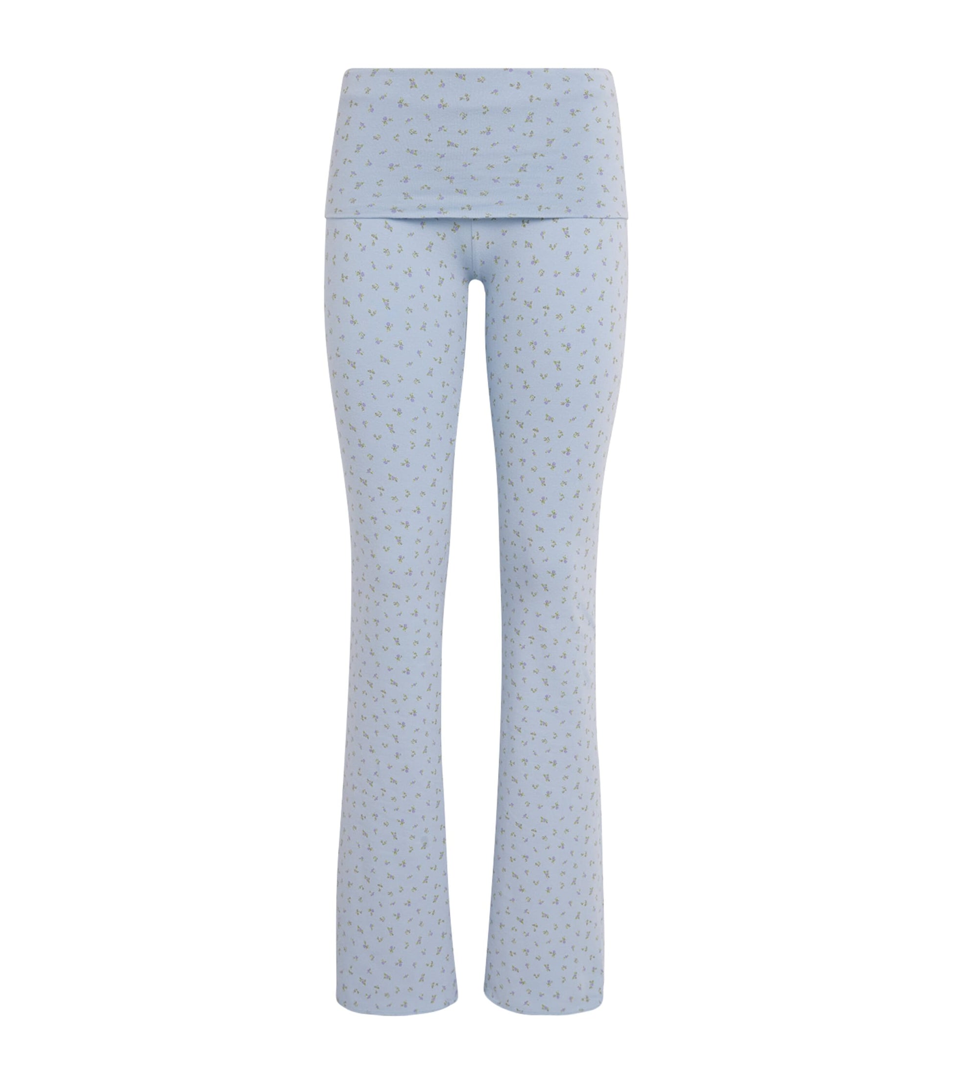 Skims Blue Stretch-Cotton Fold-Over Leggings