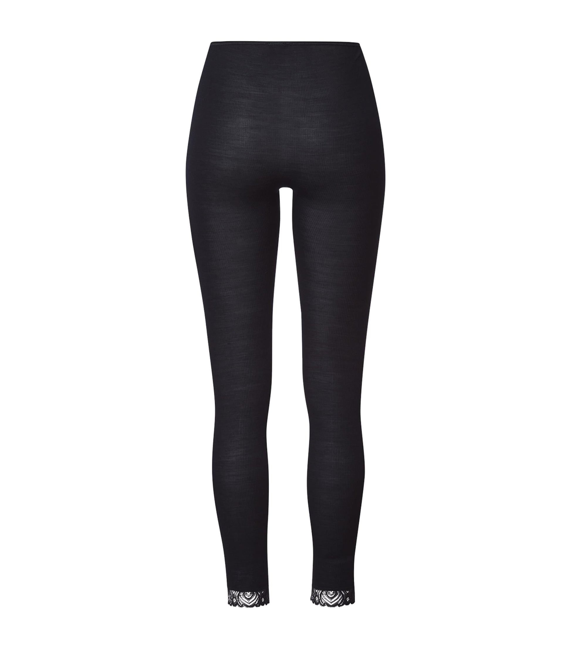 Hanro Black Wool-Silk Woolen Lace Leggings